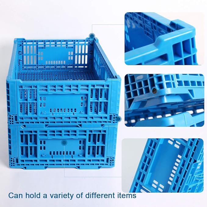 Collapsible Storage Bin Containe，43 Liter Transfer box,crate Transit storage of various items (23.6" L x 15.7" W x 7.1" H)