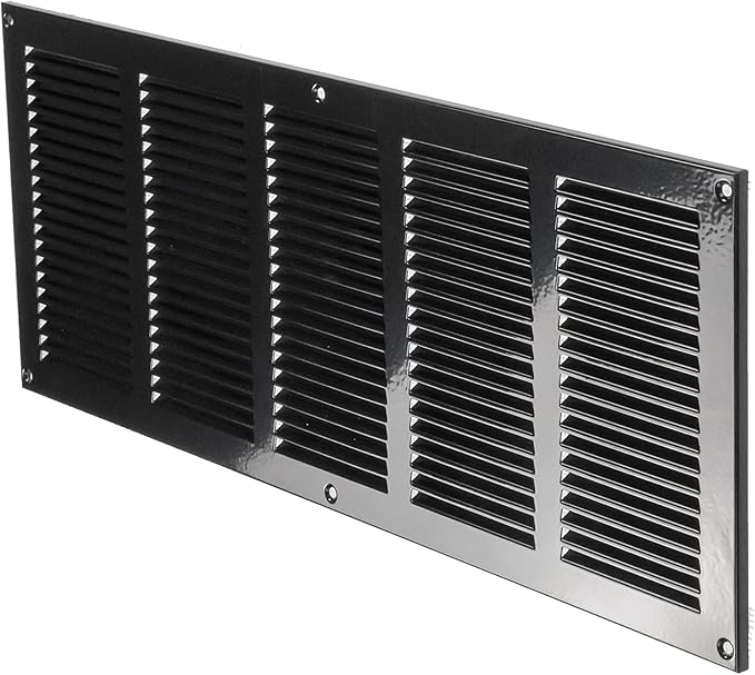 Repa Market Air Vent Cover 20x8 Inch (Outer Dimensions) Black Galvanized Steel Louvered Grill Cover with Mesh Screen/Wall or Ceiling Vent/HVAC Register for Indoor and Outdoor Ventilation