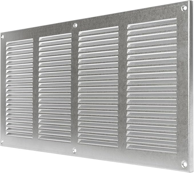 Repa Market Air Vent Cover 16x8 Inch (Outer Dimensions) Galvanized Steel Louvered Grill Cover with Mesh Screen/Wall or Ceiling Vent/HVAC Register for Indoor and Outdoor Ventilation