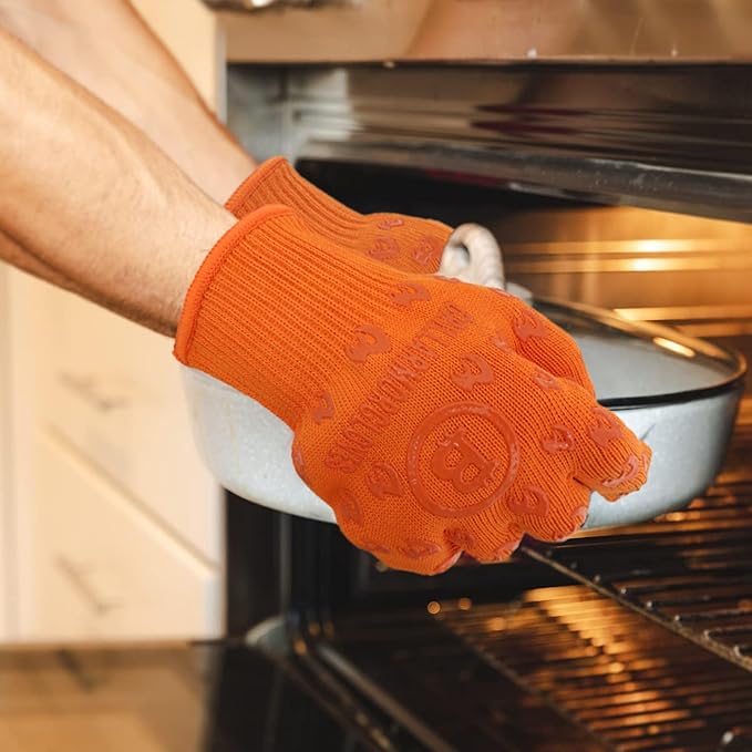 Grill Armor Oven Gloves – 932°F Heat, Fire & Cut Resistant Mitts for BBQ, Grill, Cooking, Grilling, Baking, Smoker & Fire Pit