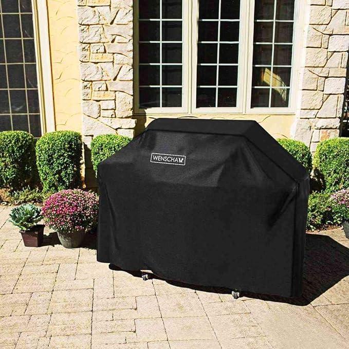 60 Inch BBQ Grill Cover, Wenscha Premium Barbecue Gas Grill Covers Heavy Duty Waterproof, 60x30x48 Inches, UV & Fade & Rip Resistant, Fits Most Brands of Grill - Black