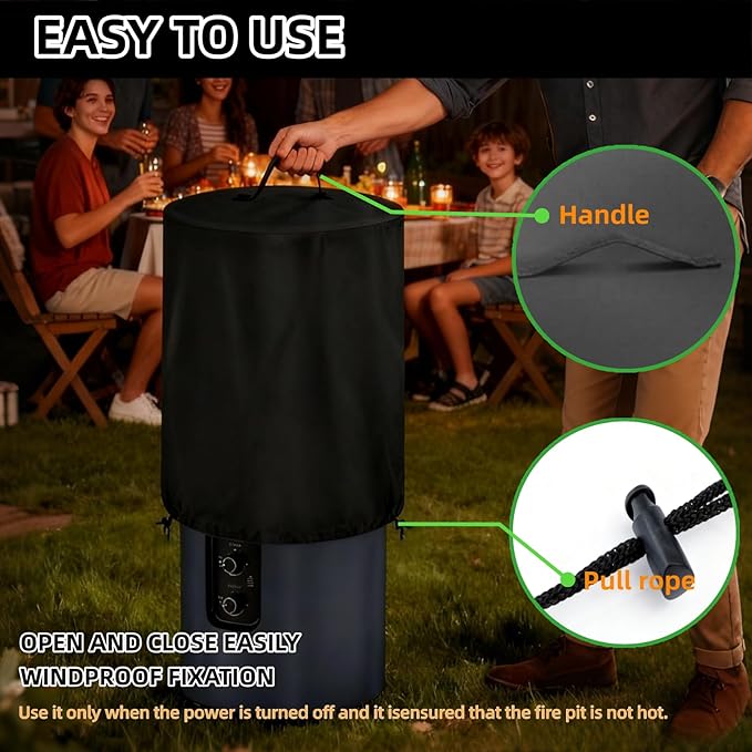 Fire Pit Cover for Ninja Fireside 360 -600D Oxford Heavy-Duty Waterproof and Dustproof Cover with Lift Handle, Double Drawstring Hem , All-Weather Protection Compatible with Ninja Fire Pit