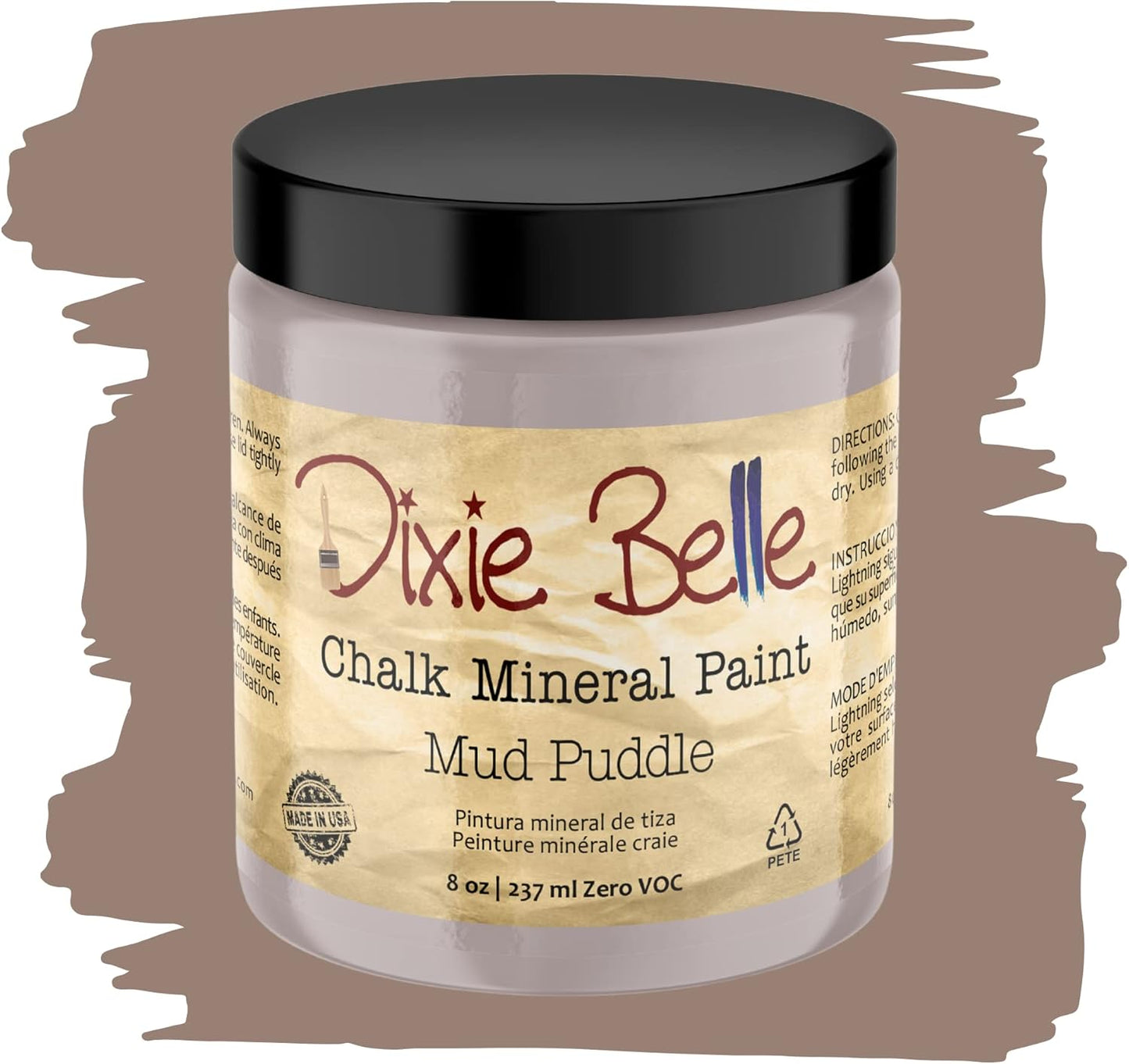 Dixie Belle Paint Company Chalk Finish Furniture Paint - Mud Puddle (8oz) - Matte Rich Taupe Chic Chalk Mineral DIY Furniture Paint