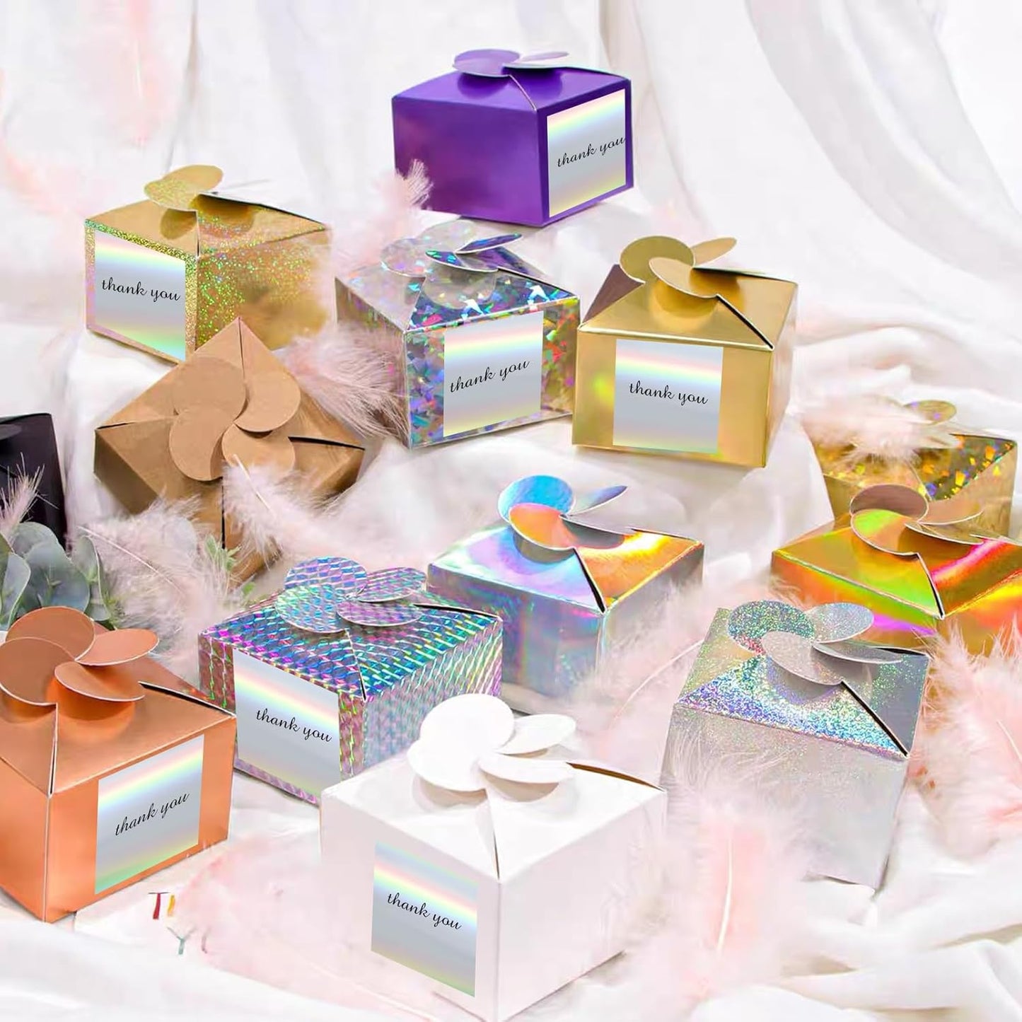 Square Thermal Labels Stickers 2" x 2", Holographic Silver Thermal Stickers Labels, Glitter Self-Adhesive Direct Thermal Label for Small Business