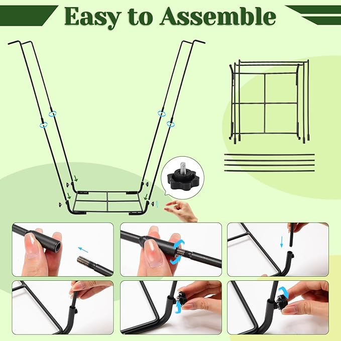 Tandefio 2 Pieces Metal Trash Bag Holder 30-45 Gallons Garden Garbage Leaf Bag Stand Heavy Duty Outdoor Lawn Wire Frame Support Stand Hold for Camping Leaves Parties Gardening Yard Weeding
