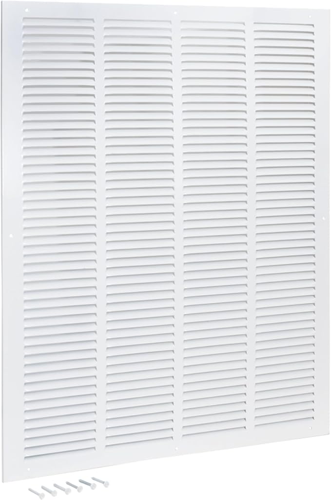 EZ-FLO 20 x 25 Inch (Duct Opening) Return Air Vent Cover for Wall or Ceiling, Solid Steel Return Air Grille, HVAC Vent Cover, White, 61649