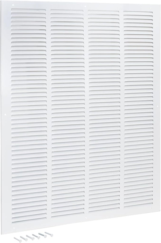 EZ-FLO 20 x 25 Inch (Duct Opening) Return Air Vent Cover for Wall or Ceiling, Solid Steel Return Air Grille, HVAC Vent Cover, White, 61649