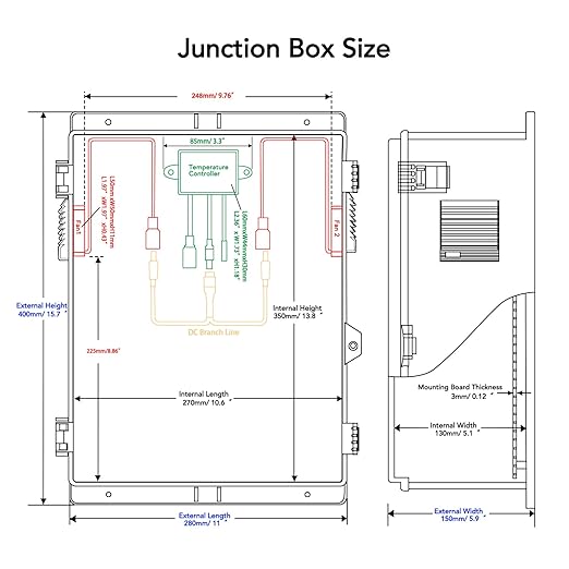Outdoor Electrical Box, Waterproof Electrical Junction Box IP65 ABS Plastic Enclosure with Fan & Thermostat, Mounting Plate and Hinged Lid (15.7" H x 11" L x 5.9" W)