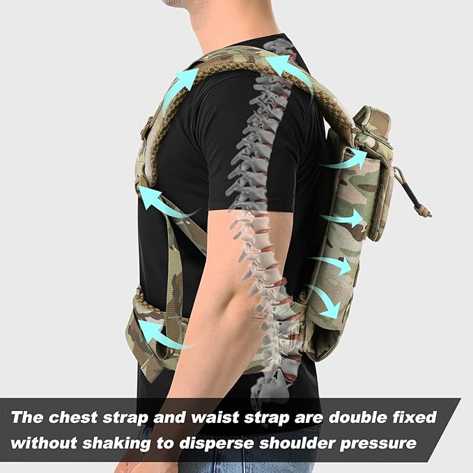 PETAC GEAR Upgraded Weighted Backpack Rucking Backpack for Weight Plates/Honeycomb Breathable fabric/Belt support/Back support platform (max 15lbs capacity) (MC)