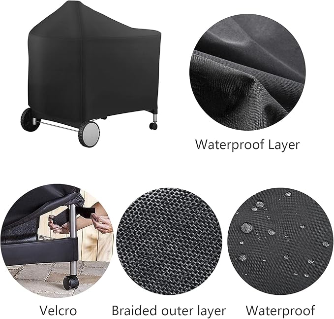 Grill Cover for Weber 7152 Performer Deluxe 22 Inch Charcoal Grills,Waterproof Fade Resistant BBQ Cover(48.5L x 25.5W x 39.8H inch)