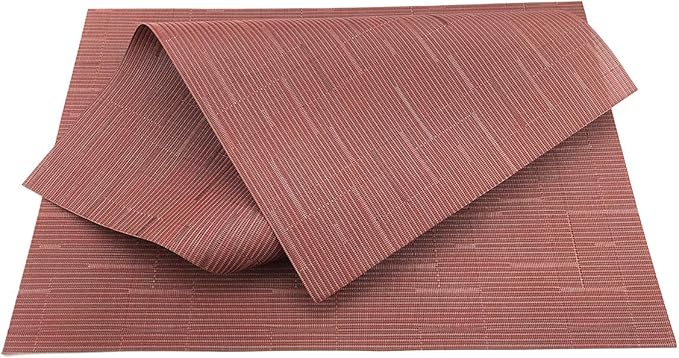 Gugrida Placemats PVC Table Mats Woven Vinyl Placemats, Set of 6 (18"X12" Red Stripe)