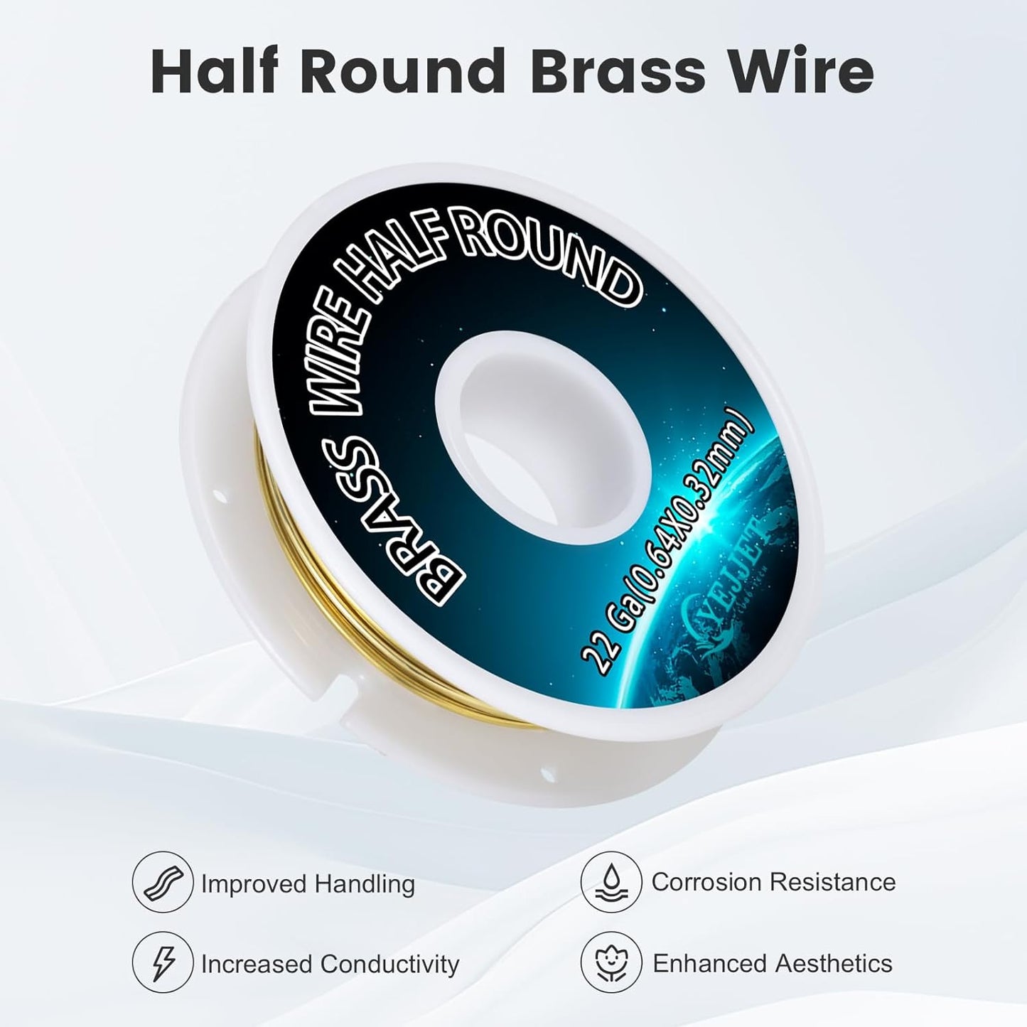 Extra Long 22 Gauge Half Round Brass Wire 0.64x0.32mm - 3.0 oz 170 Feet Wire Art, Crafting Bulk Spool