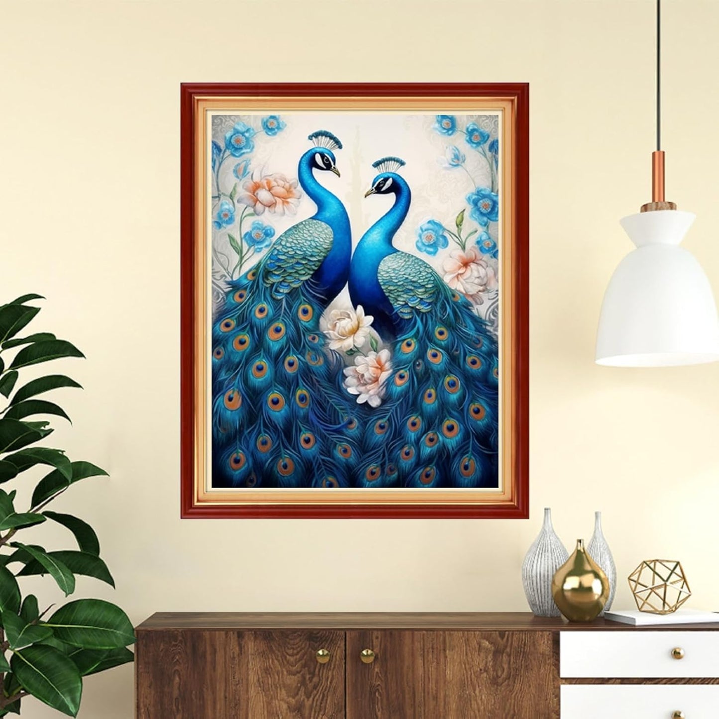 Funchey Stamped Cross Stitch Kits, DIY Cross Stitch Pattern for Adults Beginners Needlepoint Kits Embroidery Kit Arts and Crafts 11CT-Blue Peacock 16x20 inch
