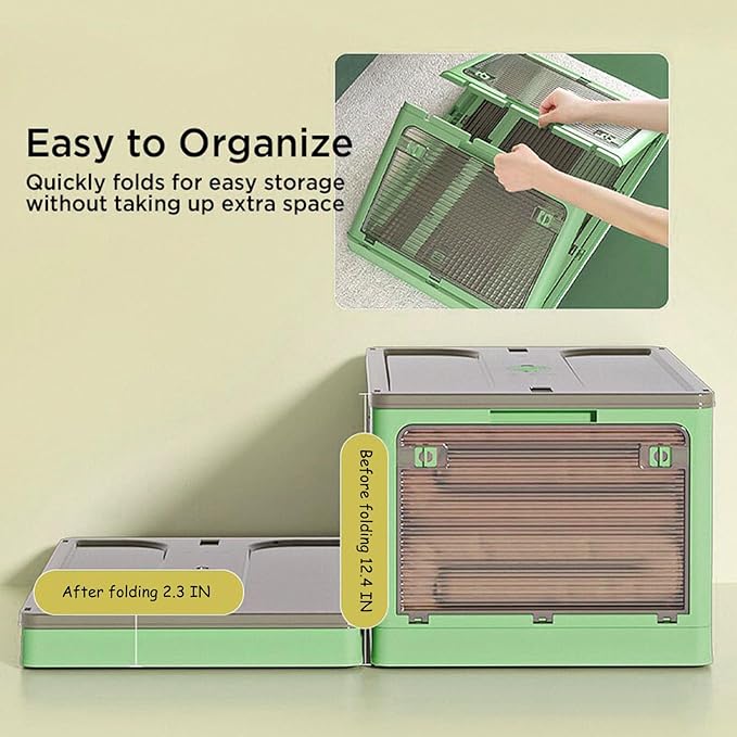 Plastic Trunk Organizer,Closet Organizers and Storage,7 Gal Collapsible Storage Bins,Dorm Room Essentials,2 Pack Dorm Storage Bins with Lids and Doors,Stackable Closet Organizer