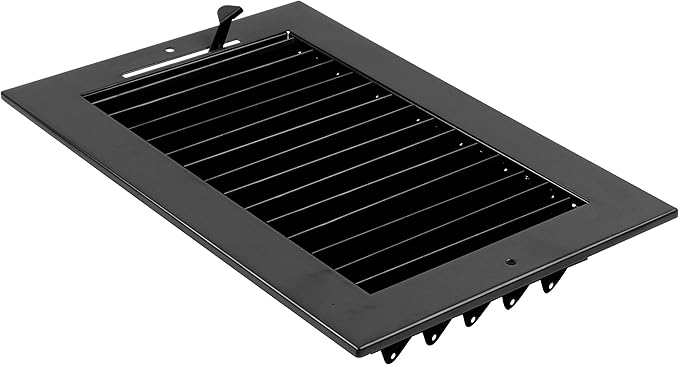 10" X 4" Adjustable AIR Supply Diffuser - HVAC Vent Cover Sidewall or Ceiling - Grille Register - High Airflow - Black [Outer Dimensions: 11.75" w X 5.75" h]