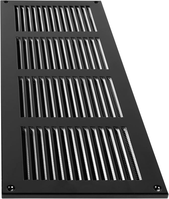 Repa Market 5-Pack Air Vent Cover 16x6 Inch (Outer Dimensions) Black Galvanized Steel Louvered Grill Cover with Mesh Screen/Wall or Ceiling Vent/HVAC Register for Indoor and Outdoor Ventilation