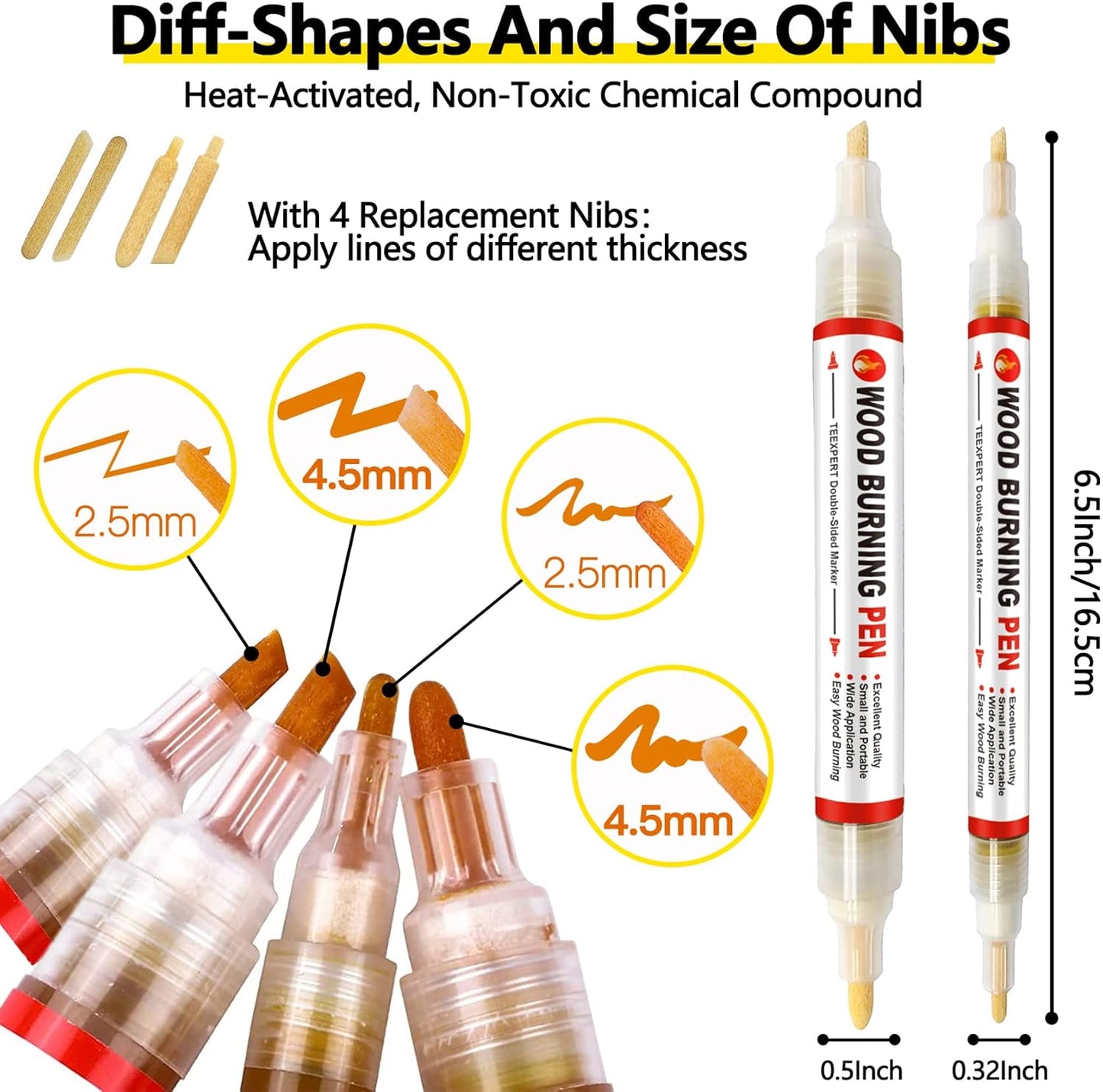 Teexpert Wood Burning Gel Pen Kit, 4 OZ Paste, 2 Double-Sided Scorch Pens, 4 Tips, Squeegee, Sandpaper for DIY Heat Sensitive Wood Crafts Suitable for Artists & Beginners