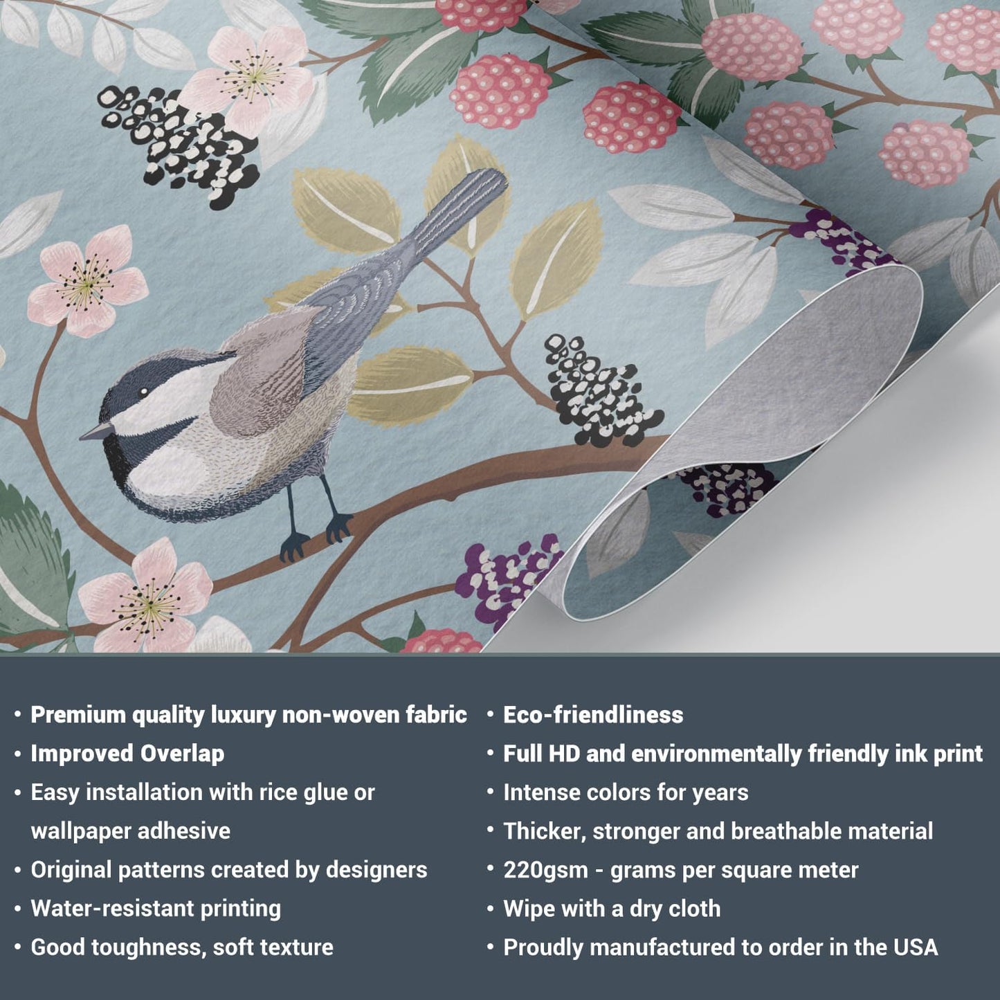 wall26 Wall Sticker/Wall Mural Dark Rose Flower Blossoms Nature Wilderness, Not Peel and Stick, Non-Woven Wallpaper Decorative for Bedroom, Living Room, Office - 100x144 inches