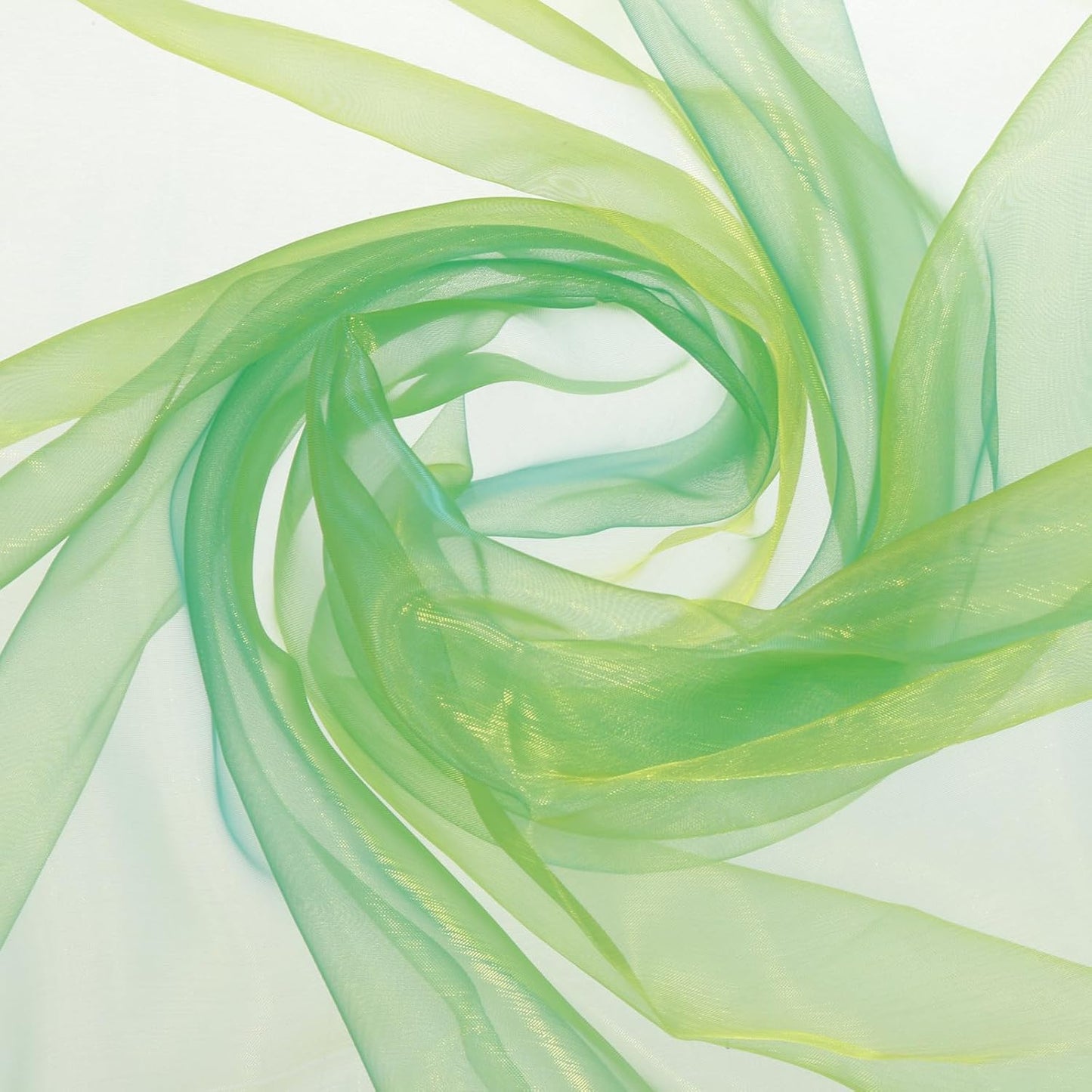 MECCANIXITY Iridescent Sheer Organza Fabric, 10 Yards x 59 Inches Solid Holographic Shiny Fabric Organza Cloth for Wedding, Curtains, Costume, Photo Background, Gradient Dark Green Blue