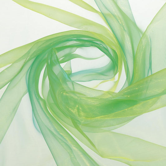 MECCANIXITY Iridescent Sheer Organza Fabric, 10 Yards x 59 Inches Solid Holographic Shiny Fabric Organza Cloth for Wedding, Curtains, Costume, Photo Background, Gradient Dark Green Blue