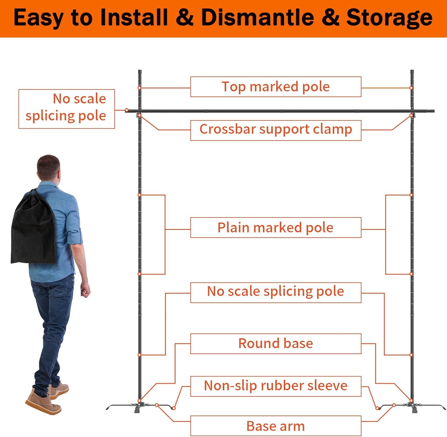 Limbo Game - Alloy Steel Heavy Duty Limbo Game - Easy to Install Limbo Stick - Adjustable Height Rustproof Limbo Game for Adults, Carnival, Lawn Party, Luau, Outdoor Yard, Backyard