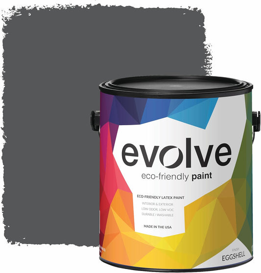 EVOLVE Paint & Primer: Environment-friendly, Eggshell with One-coat Coverage for Interior & Exterior surfaces (Slate Gray, 1-Gallon)