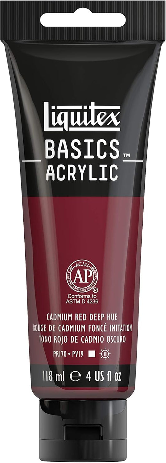 Liquitex BASICS Acrylic Paint, 118ml (4-oz) Tube, Cadmium Red Deep Hue