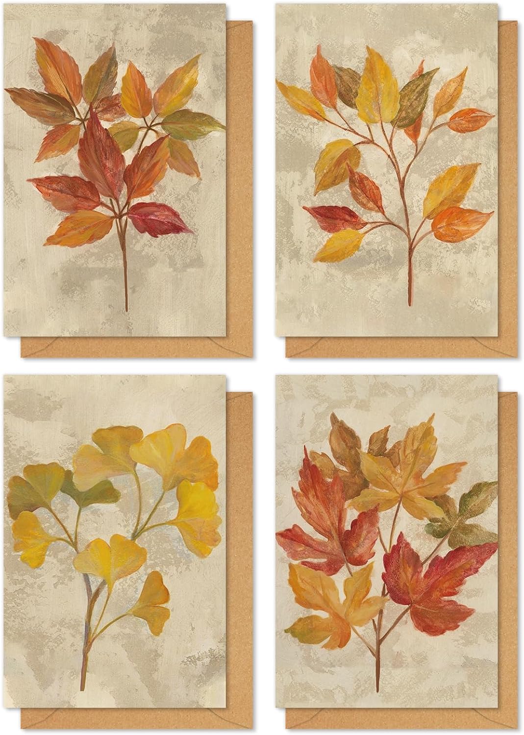 Whaline 32 Pack Fall Greeting Cards Retro Autumn Leaves Note Cards with Envelopes Stickers for Thanksgiving Harvest Wedding Birthday Baby Shower