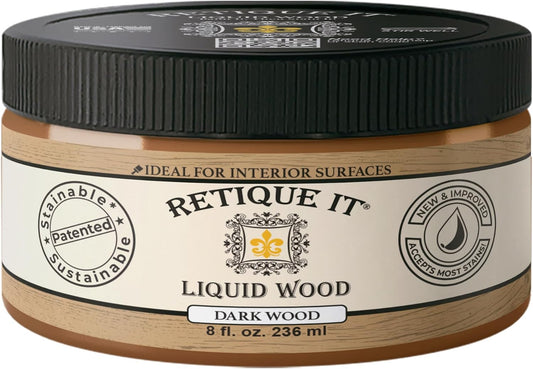 Retique It New and Improved Formula Liquid Wood Coatings - Stainable Primer - Paint It then Stain it (Dark Wood, Small)