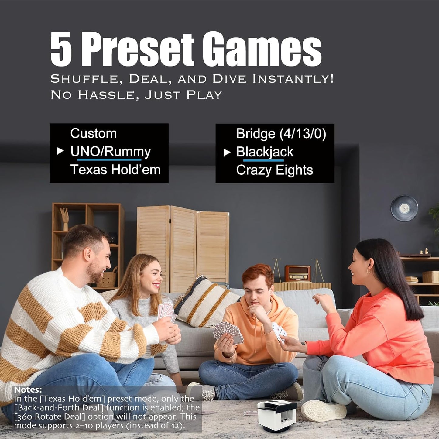 2025 New Smart 2-in-1 Automatic Card Shuffler and Dealer(Support 12 Players) + 12 Wireless Draw Buttons