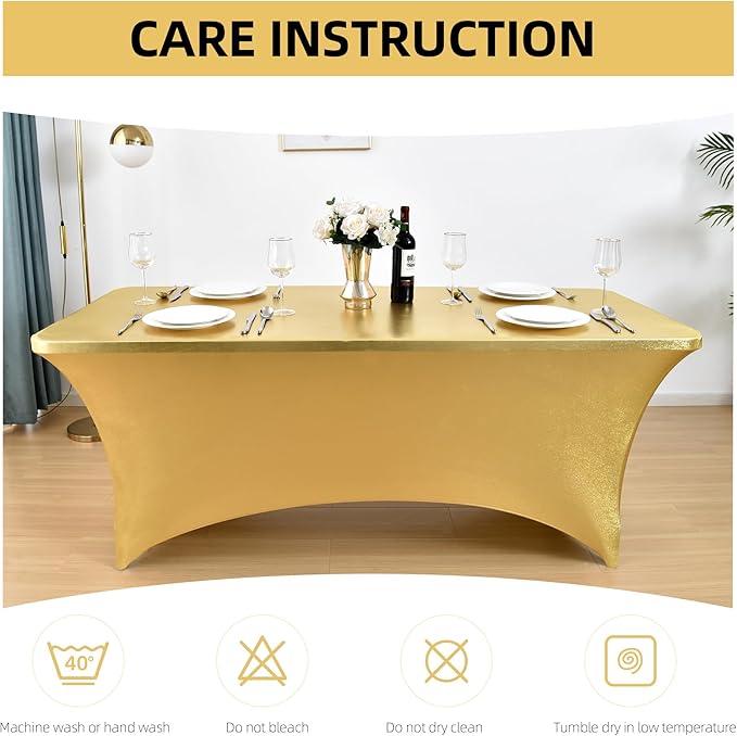 10-Pack 8ft Spandex Table Covers for Rectangle Folding Tables - Washable Elastic Tablecloth - Ultimate Fitted Table Protector for Parties, Trade Shows, Banquet, and Wedding