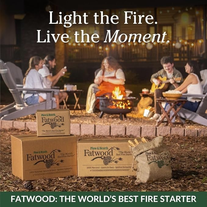 Plow & Hearth 10 LBS Fatwood Fire Starter Sticks Organic Kindling, Easy Ignition Fat Wood, All Natural Firestarters for Fire Pit, Wood Stoves, Fireplaces, Campfires, Bonfires, BBQ