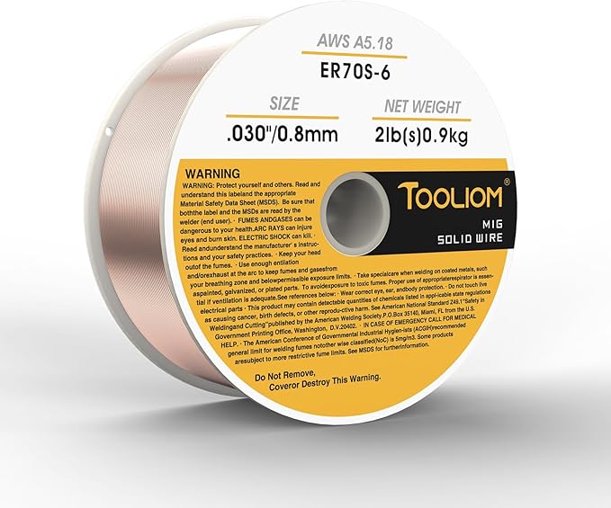 TOOLIOM ER70S-6 .030"(0.8 mm) Mild Steel MIG Solid Welding Wire on 2-Pound Spool Compatible with TL-200M TL-250M Pro
