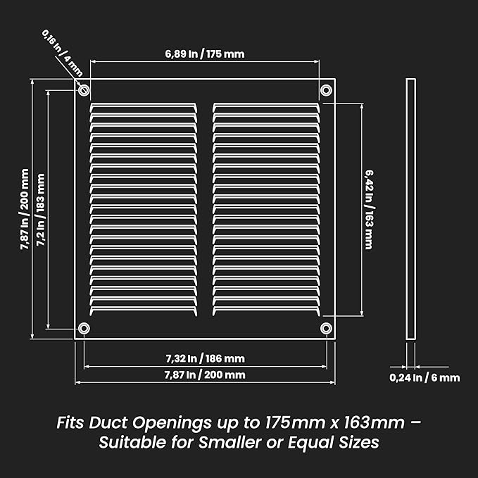 Repa Market 8x8 Inch Air Vent Cover/Black Galvanized Steel Louvered Grill Cover with Mesh Screen/Wall or Ceiling Vent/Durable Flush Mount HVAC Register for Indoor and Outdoor Ventilation