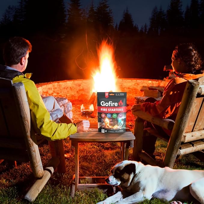 GOFIRE Travel Fire Starter for Camping, Hiking, Backpacking | Uses: Grill, Campfire, Fireplace, Wood Stove | All Purpose, Portable, Waterproof | Heat During Cold Rain & Snow | 50 Pieces