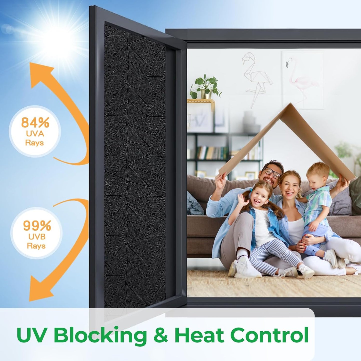 Coavas Blackout Window Privacy Film, Frosted Glass Static Cling, Decorative for Bathroom Door, UV Blocking Window Cling, Non-Adhesive Vinyl Sticker, Day and Night Windows Tint for Home,11.8x78.7 inch