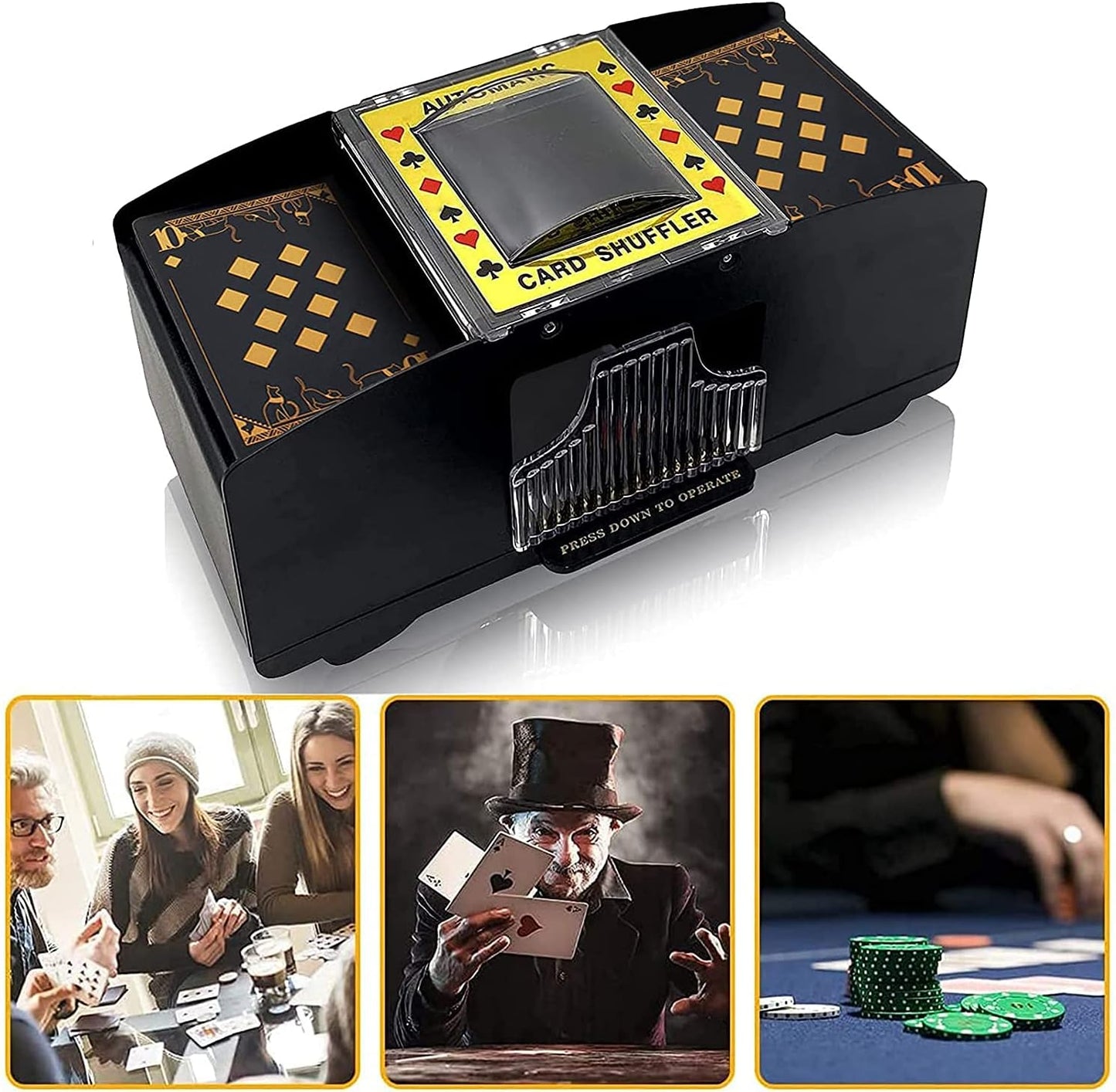 Nileole 2 Decks Automatic Card Shuffler, Battery-Powered Shuffler for UNO, Phase10, Texas Hold'em, Poker, Home Card Games, Blackjack, Party Club