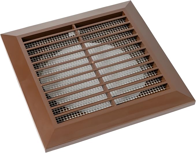 Brown 5'' Inch Ventilation Grille - Inside/Outside use - (Flange 4.9''Ø/Cover 6.7''x6.7'') - Air Vent Louver - Exhaust Hood - Available 3 Sizes / 4 Colors.