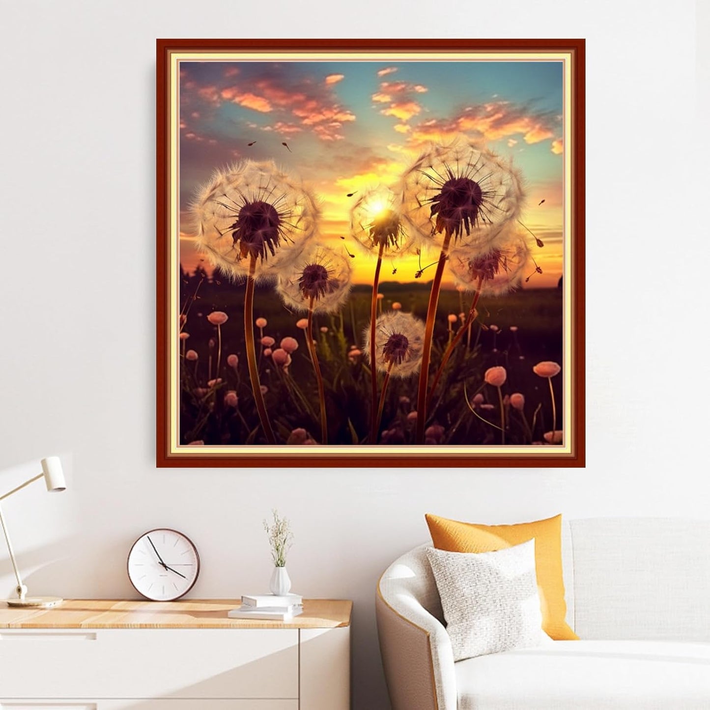 Disxvivy Cross Stitch Stamped Full Embroidery Kits DIY 11CT Cotton Thread Printed DIY Needlepoint Kits Craft Needlework Set Cross-Stitch Stamped Sets-Beautiful Dandelion 18x18 inch