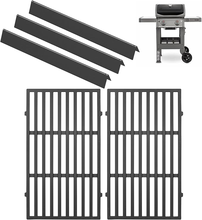 7637 Grill Grates & 7635 Flavorizer Bars for Weber GS4 Spirit I/II 200 Series,for Spirit S210 E210 S215 E220 E215 S220 Grill with Front-Mounted Control, Replacement Parts for Weber 67045 67022