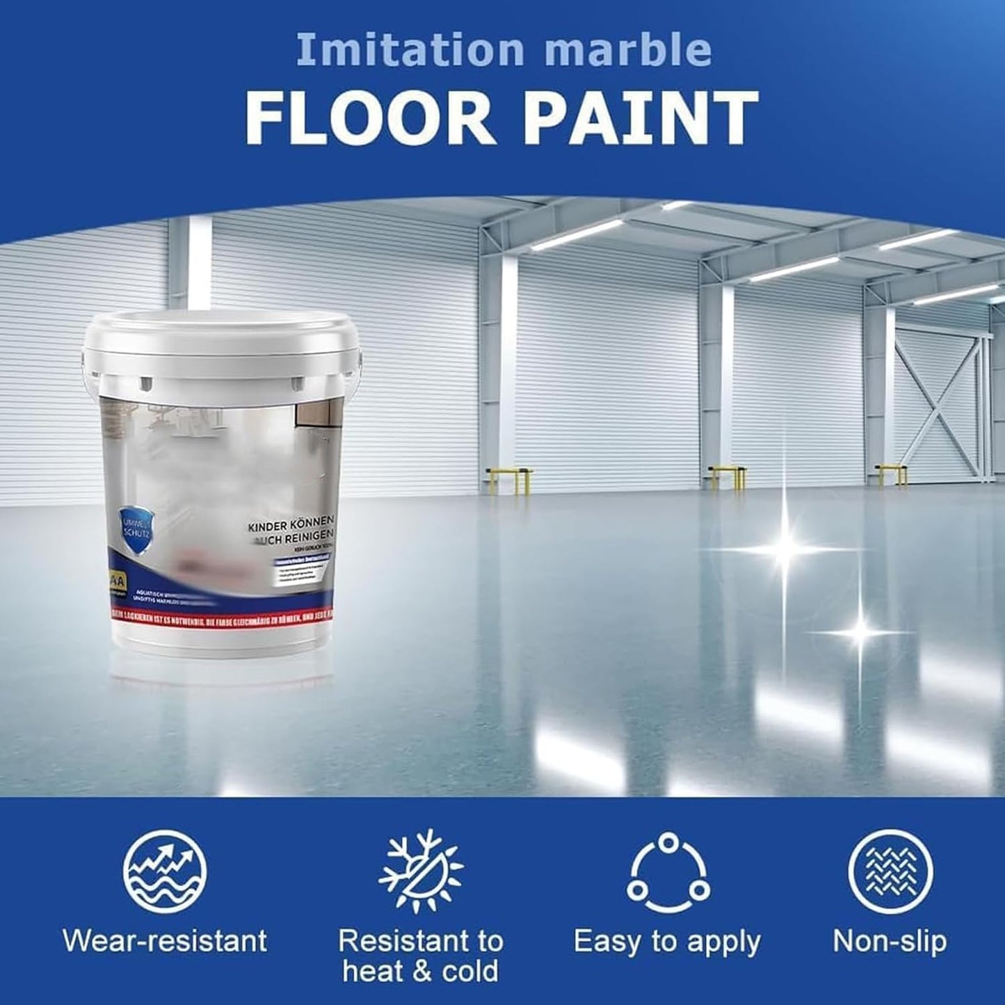 Epoxy Floor Paint, Epoxy Colored Sand Floor Paint, High-Gloss Marble Effect Self-Leveling Coating, Waterproof, Non-Slip, Ultra-Durable for Garage, Basement, Wood Floors (Orange,22 lb)