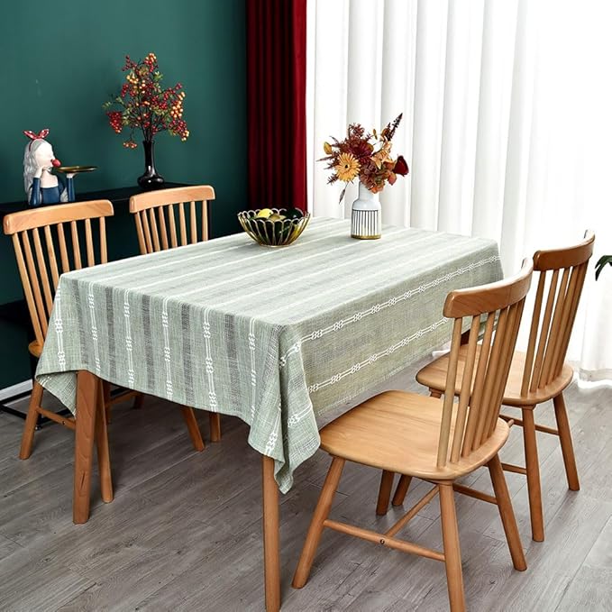 Heavy Duty Cotton Table Cloth for Rectangle Table Sage Green Tablecloth Rectangular Farmhouse Vintage Tablecloth Washable Rustic Table Cover (Sage Green, 52''x70'')