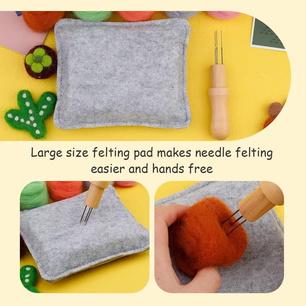 WONVOC Needle Felting Pad, Felting Kit, Needle Felting Mat and Felting Needles with Wooden Handle Holder,Needles Felting Tools for Wool Craft Project
