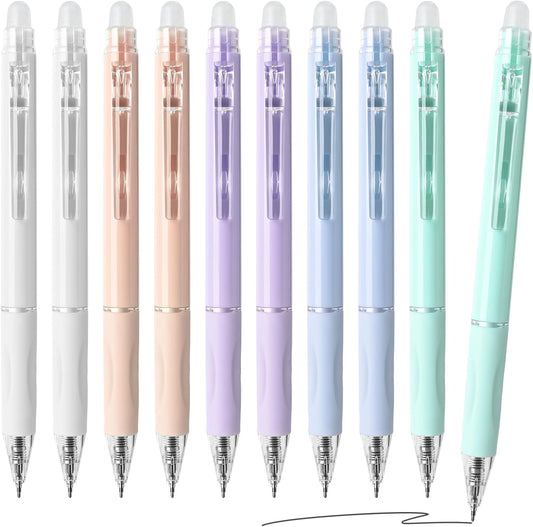 Temiary 10 Pcs Retractable Erasable Gel Pens, Fine Point 0.5 mm, Make Mistakes Disappear, Smooth Writing Gel Pen with Eraser for Journaling Note Taking Marking Planner Crossword Puzzles (Black Ink)