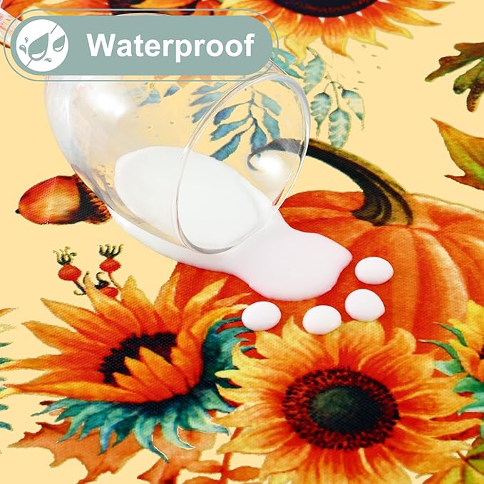misaya Rectangle Waterproof Vinyl Table Cloth, Wipeable Tablecloth with Flannel Backing, Plastic Table Cover for Fall, Thanksgiving (Pumpkin, 60" x 120")