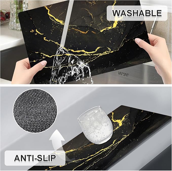 Marble Placemats Set of 4 - Faux Leather Heat Resistant Placemats for Dinner Table, Non-Slip Waterproof Oil-Proof Washable Reusable Placemat for Indoor Outdoor Kitchen Decor, 15.75In*11.81In