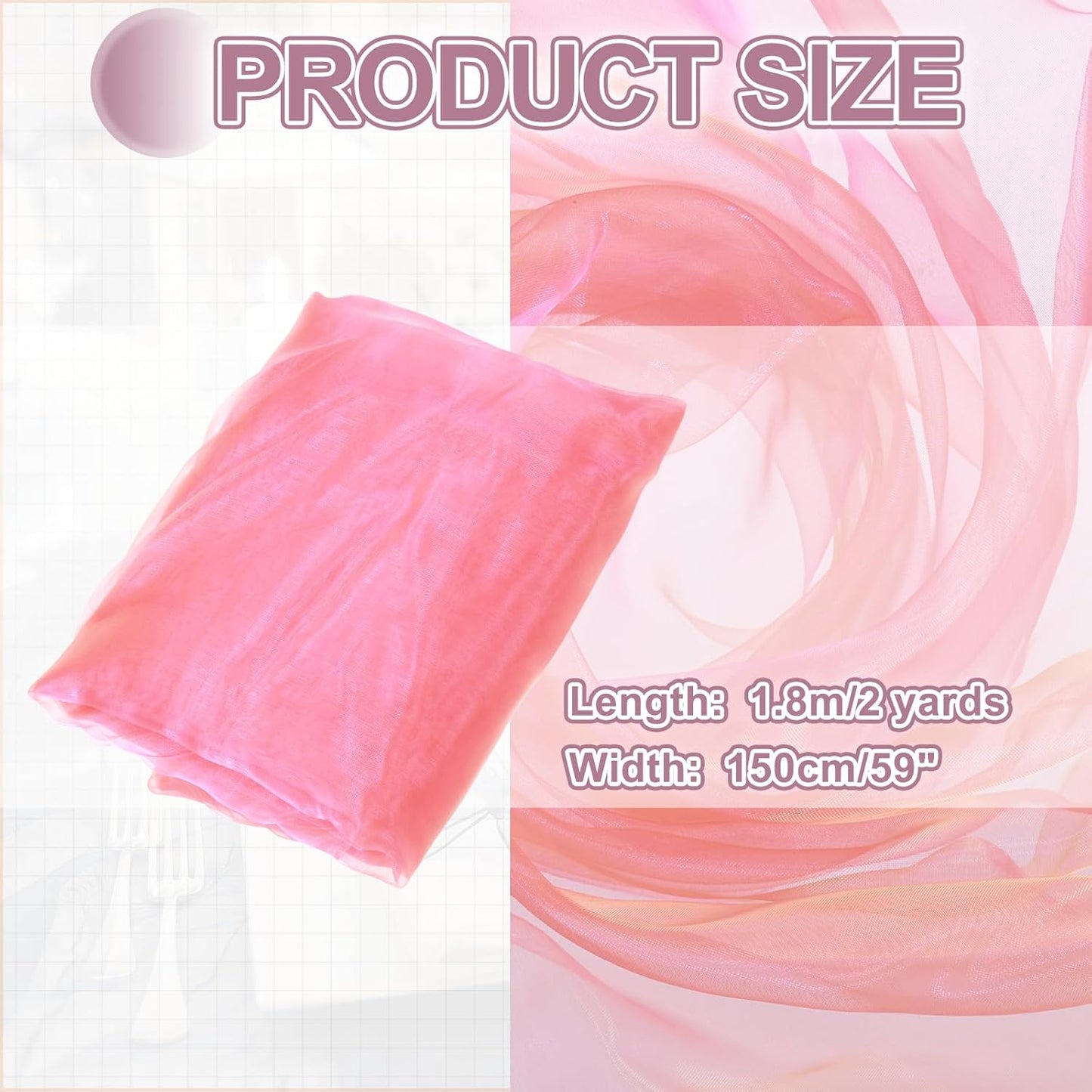 MECCANIXITY Iridescent Sheer Organza Fabric, 2 Yards x 59 Inches Solid Holographic Shiny Fabric Organza Cloth for Wedding, Curtains, Costume, Photo Background, Gradient Fluorescent Orange