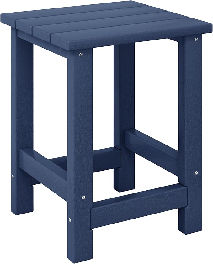 Costaelm Kids Outdoor Side Table, Small Patio HDPE Adirondack Square Table, Porch End Table for Outside Pool Garden, Navy Blue