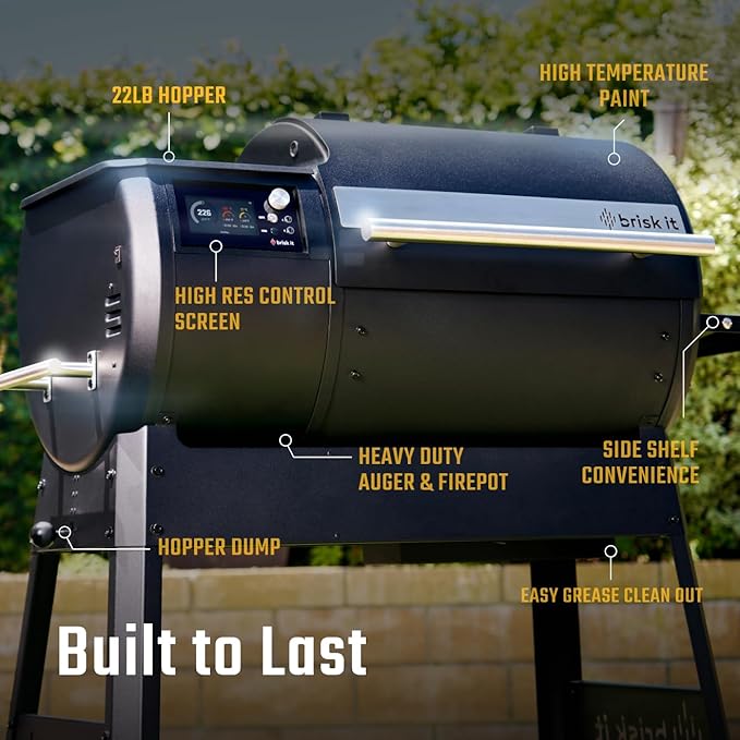 Brisk It Origin-580 Electric Wood Pellet Smoker Grill – A.I. Smart BBQ Grill with WiFi, 580 sq.in Cooking Area, 7-in-1 Outdoor Grill & Smoker, PID Controller (Up to 500°F), Meat Probe
