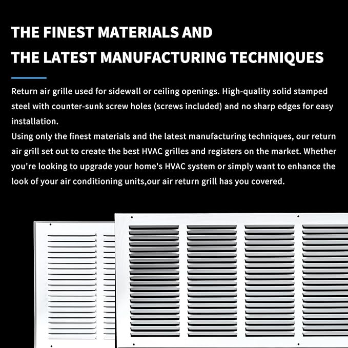 30x10 Return Air Grille(Duct Opening Size),Air Return Vent Cover,Flat Vent Cover,Rejillas De Aire Acondicionado Para Casa,Return Air Grilles,Outer Dimensions:31.75"Wx11.75"H(30"W x 10"H, Duct Opening)